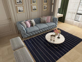 Navy Minimalist Striped Cotton Rug