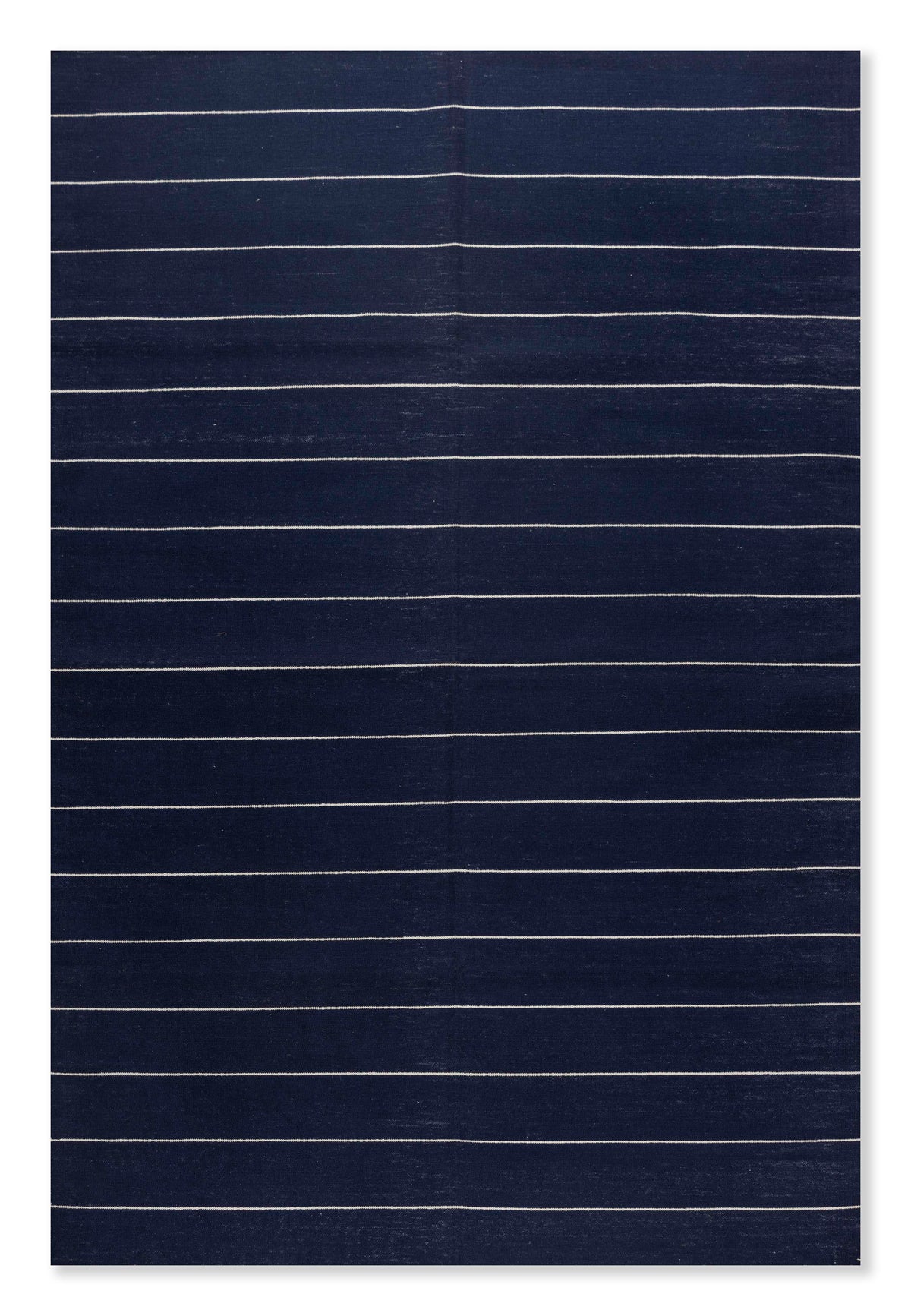 Navy Minimalist Striped Cotton Rug