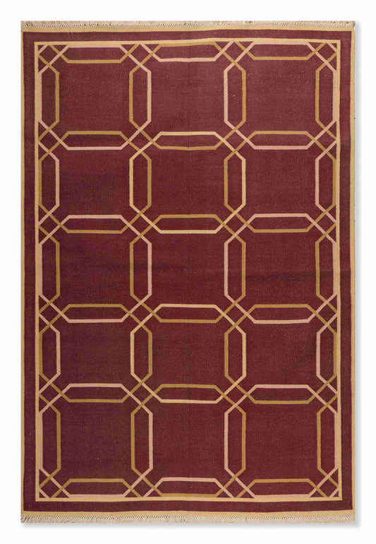 Geometrical Flat Woven Kilim Style Cotton Rug