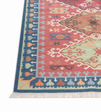 Geometrical Flat Woven Kilim Style Cotton Rug