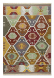 Geometrical Flat Woven Kilim Style Cotton Rug