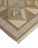 Geometrical Flat Woven Kilim Style Wool Rug