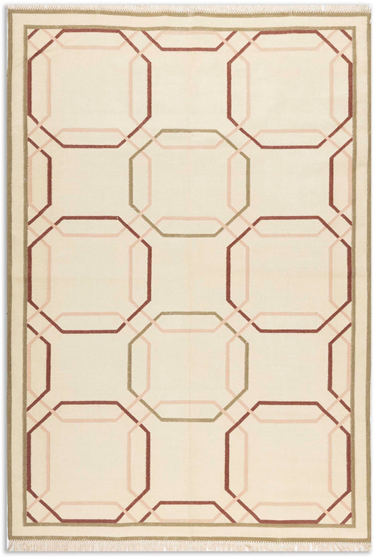 Geometrical Flat Woven Kilim Style Cotton Rug