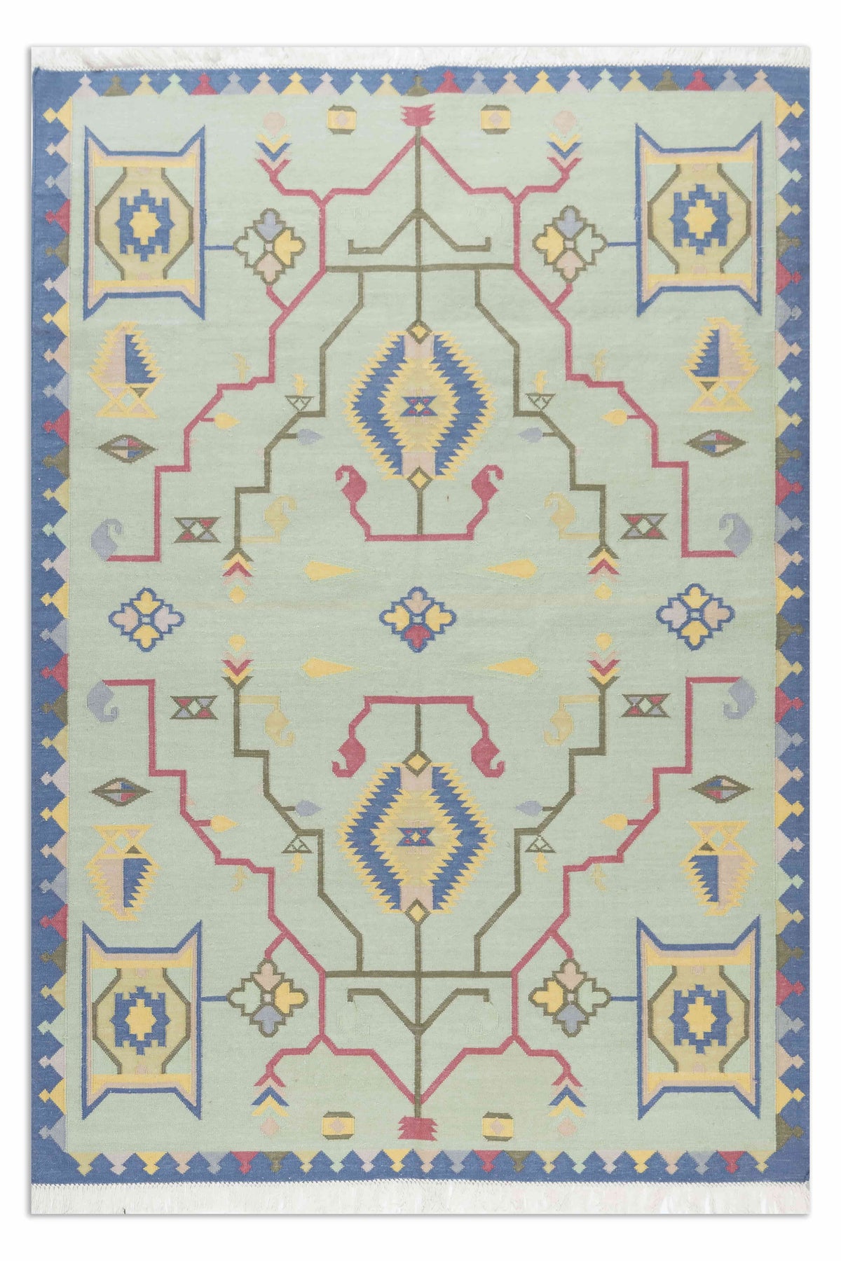 Geometrical Flat Woven Kilim Style Cotton Rug