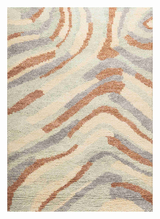 Elementry Geometrical Wool Hand Knotted Carpet