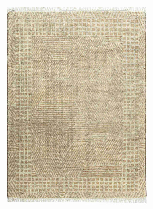 Elementry Geometrical Wool Hand Knotted Carpet