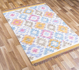 Geometrical Flat Woven Kilim Style Wool Rug