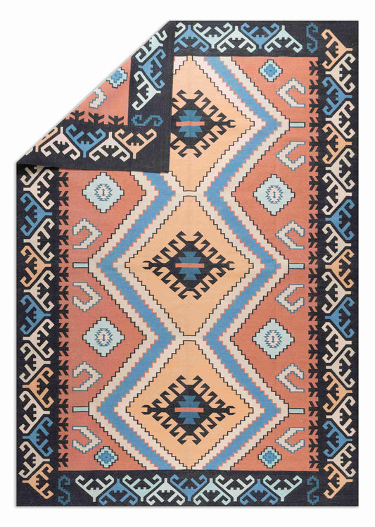 Geometrical Flat Woven Kilim Style Cotton Rug