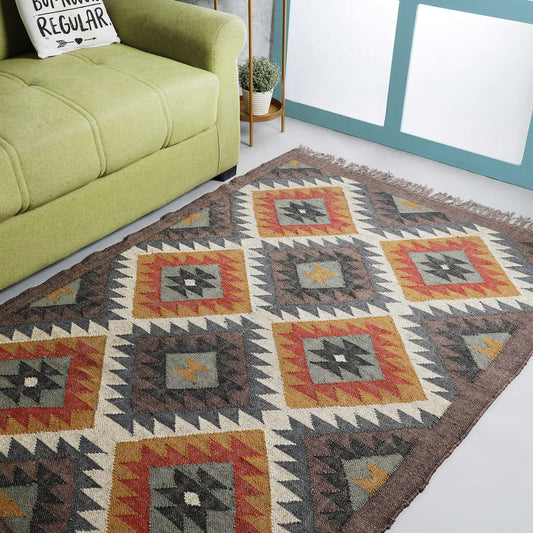 Kilim Style Hand Woven Jute Rug