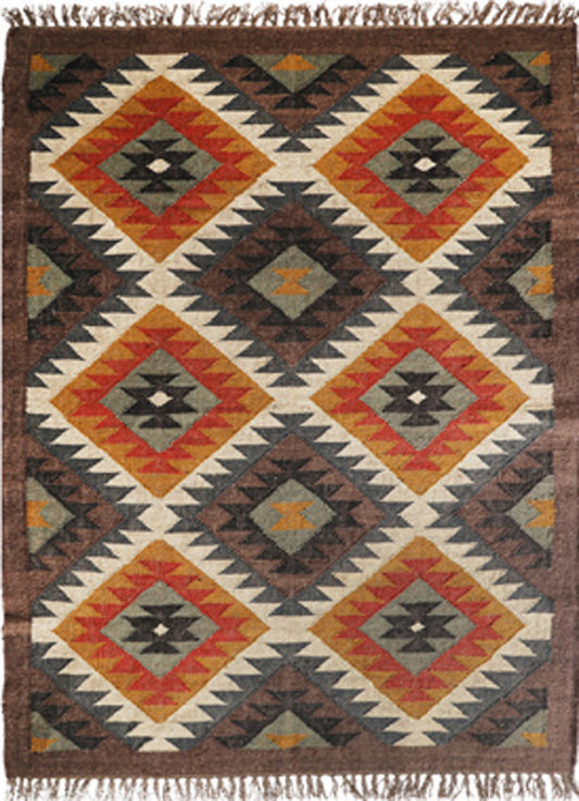 Kilim Style Hand Woven Jute Rug