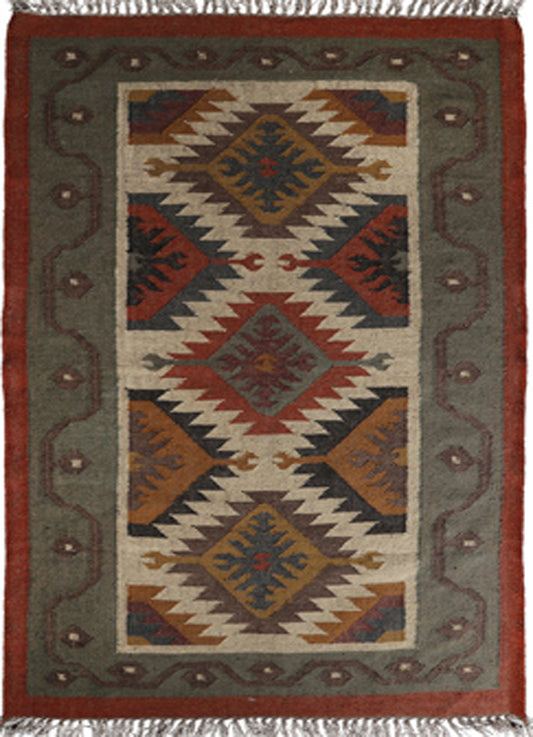 Kilim Style Hand Woven Jute Rug