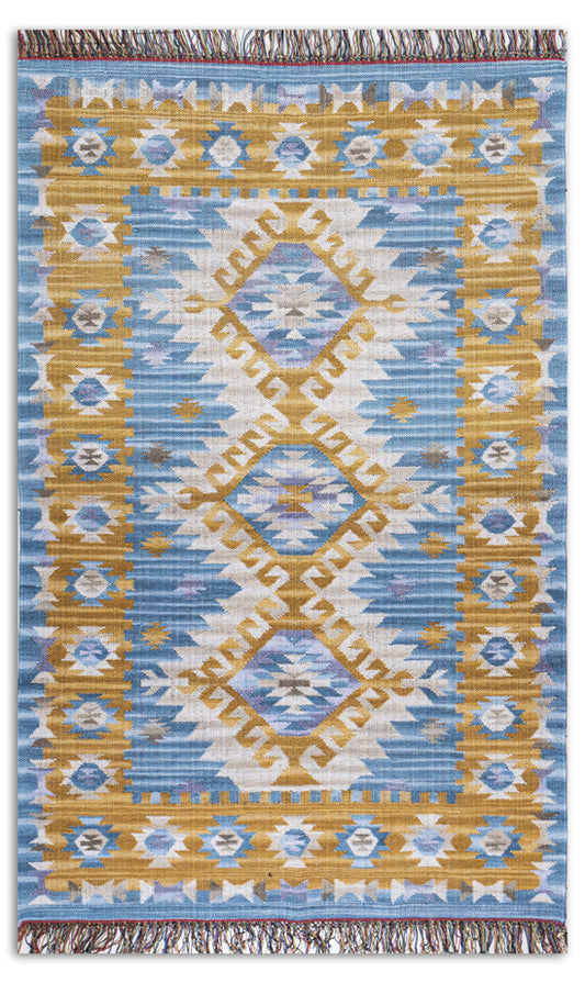 Geometrical Flat Woven Kilim Style Wool Rug