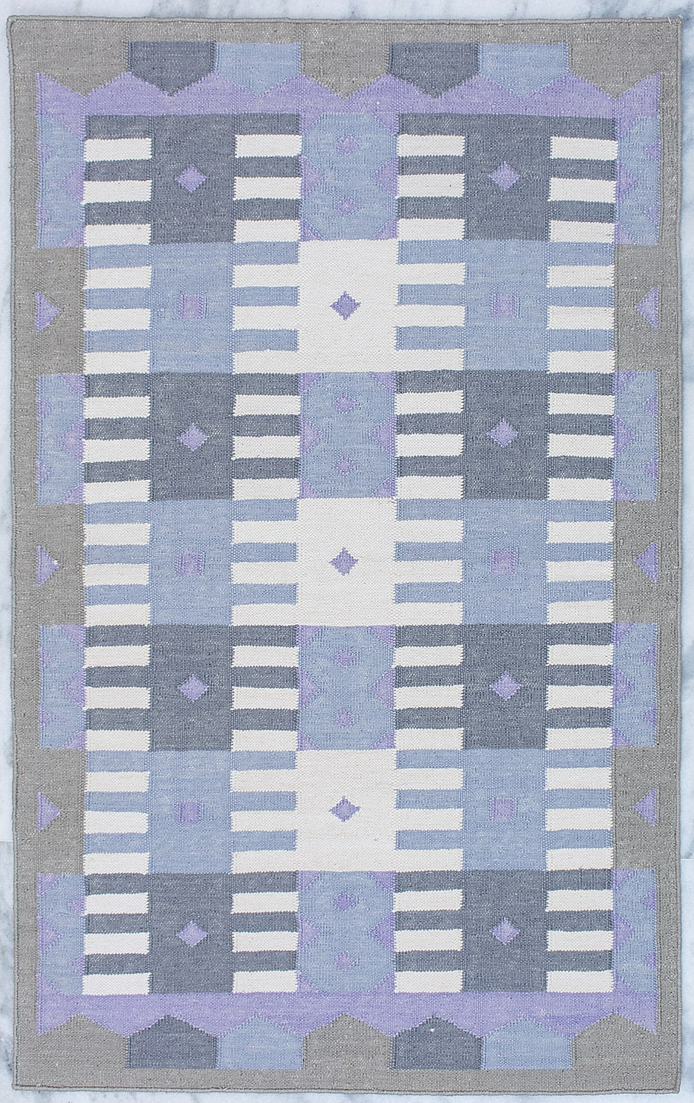 Geometrical Flat Woven Kilim Style Cotton Rug