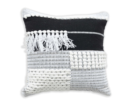 BOHO STYLE COTTON GREY  HAND WOVEN CUSHION