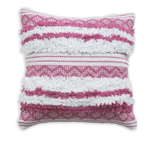 BOHO STYLE COTTON PINK HAND WOVEN CUSHION