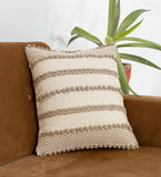 BOHO STYLE COTTON BEIGE HAND WOVEN CUSHION