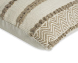 BOHO STYLE COTTON BEIGE HAND WOVEN CUSHION