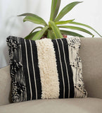 BOHO STYLE COTTON BLACK HAND WOVEN CUSHION