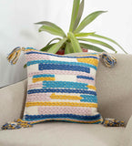 BOHO STYLE COTTON TURQOUISE HAND WOVEN CUSHION