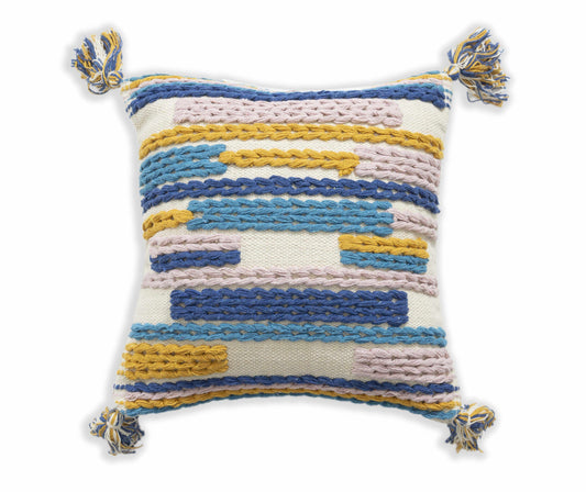 BOHO STYLE COTTON TURQOUISE HAND WOVEN CUSHION