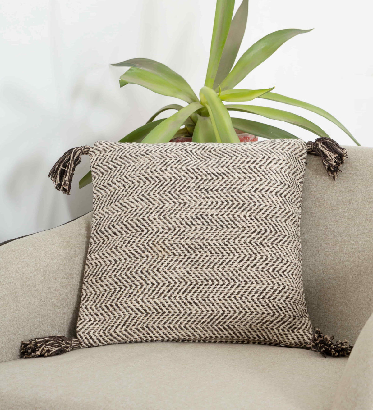 BOHO STYLE COTTON BROWN HAND WOVEN CUSHION